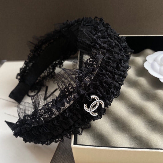 Sweat Sexy Black Chanel CC Lace Hair Headband ITEM NO.: HF-HD022
