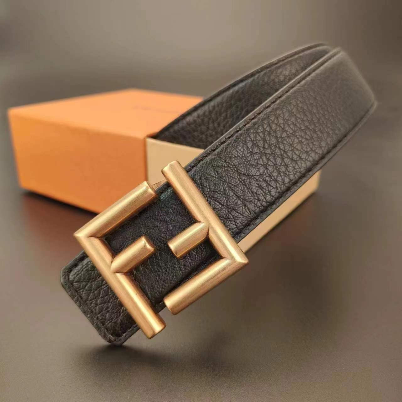 Selected Quality Simple Fendi FF Buckle Leather Belt ITEM NO.: HF-BT031