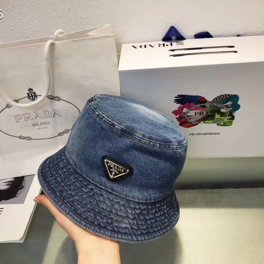 Washed Denim Prada Bucket Hat ITEM NO.: HF-HT034
