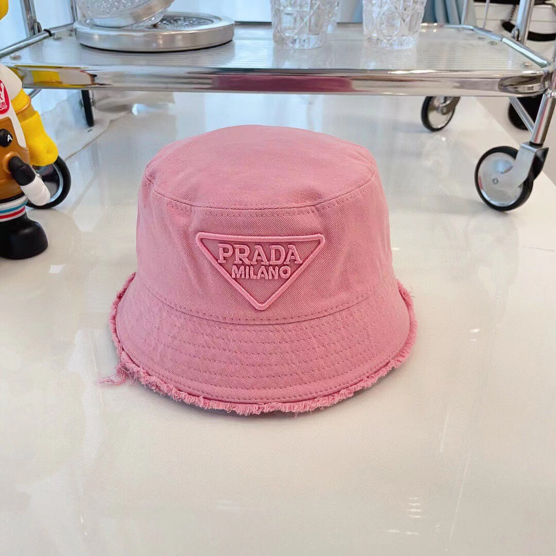 Prada Embroidery Washed Cotton Bucket Hat ITEM NO.: HF-HT042
