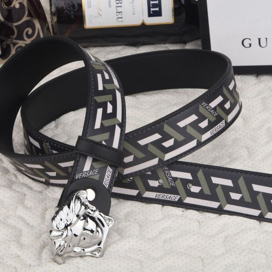 Fashionable Versace Print Leather Buckle Belt   ITEM NO.: HF-BT019