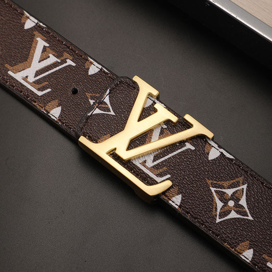 High Quality Custom Design Bronw LV Buckle Leather Belt    ITEM NO.: HF-BT052