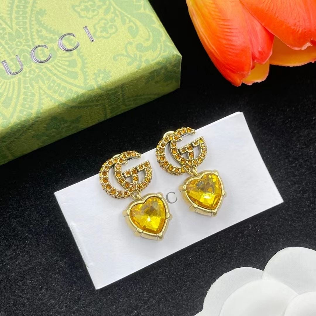 Five Styles Colorful Rhinestone Diamond Gucci GG Earrings ITEM NO.: HF-JL053