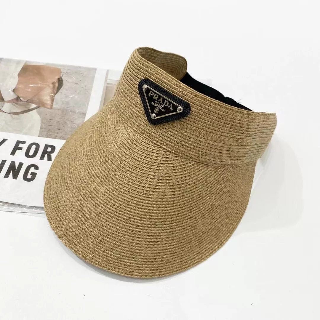 Prada Visor Cap Hollow Straw Hat ITEM NO.: HF-HT008