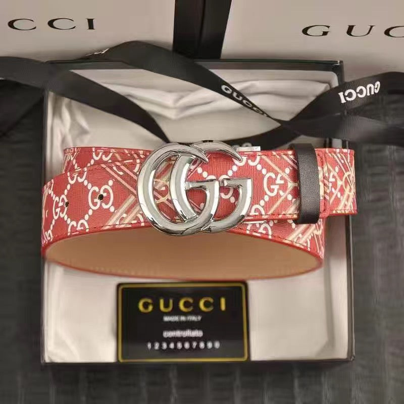 Custom Print Gucci GG Buckle Leather Belt ITEM NO.: HF-BT030