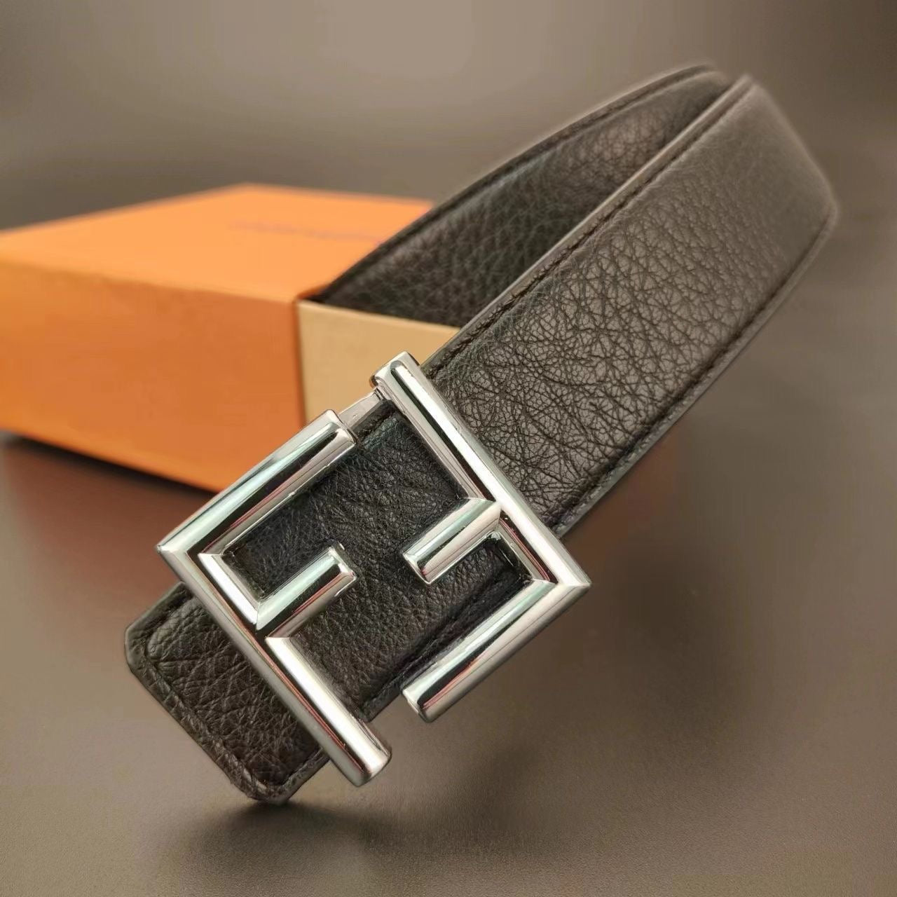 Selected Quality Simple Fendi FF Buckle Leather Belt ITEM NO.: HF-BT031