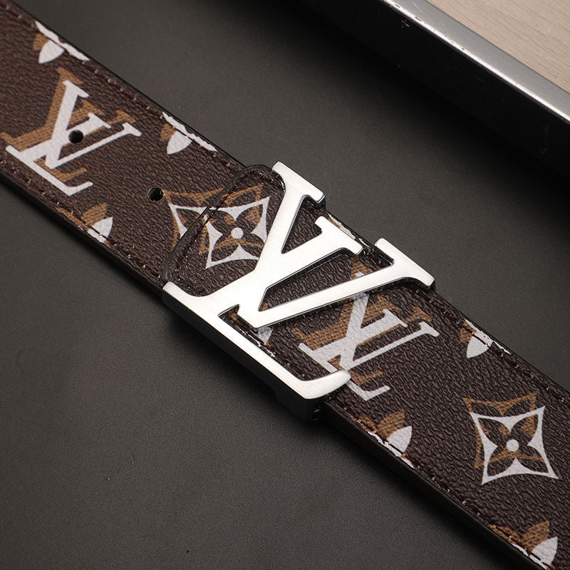 High Quality Custom Design Bronw LV Buckle Leather Belt    ITEM NO.: HF-BT052