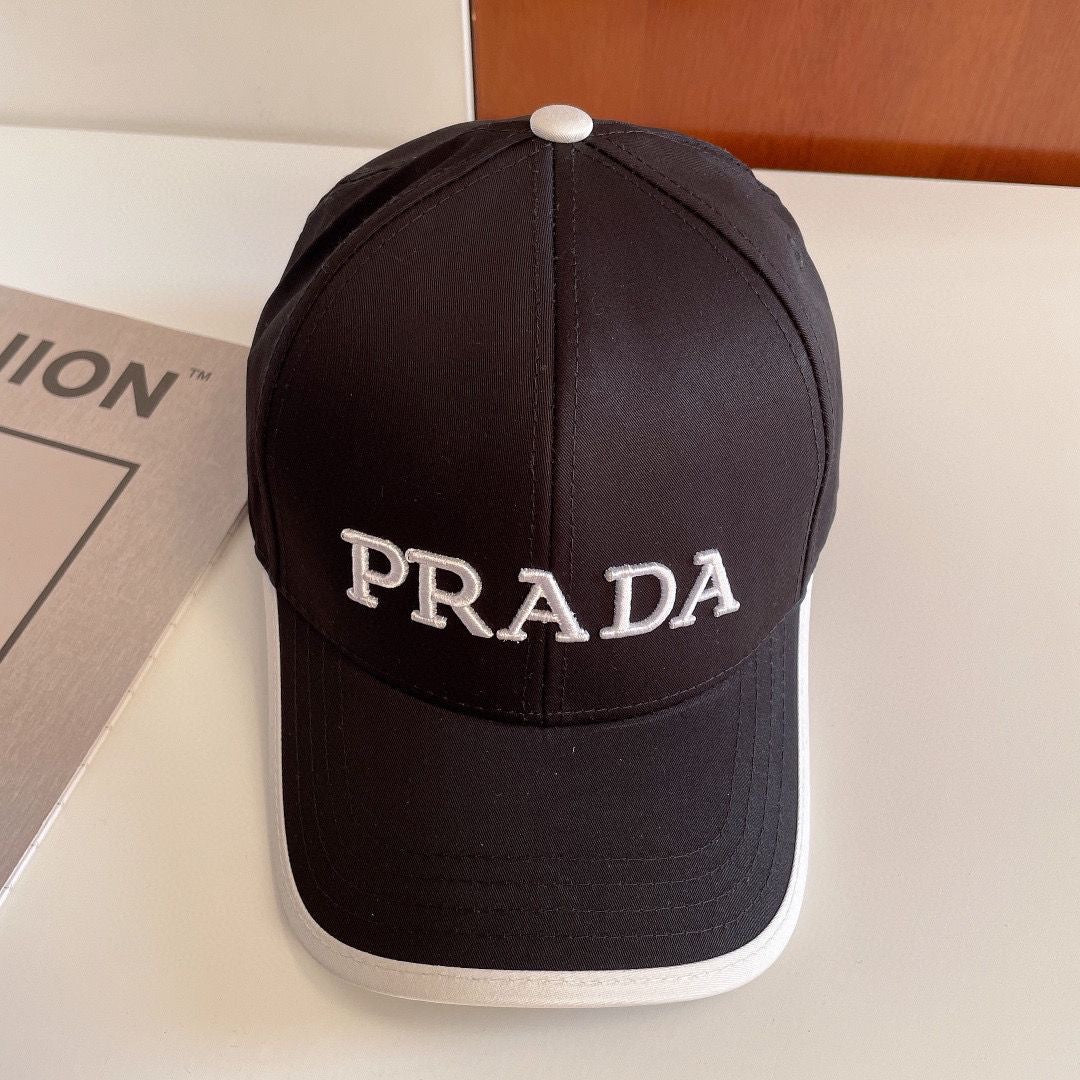 Prada Embroidery Cotton Baseball Cap ITEM NO.: HF-HT040