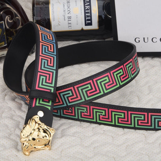 Fashionable Fancy Versace Print Leather Buckle Belt   ITEM NO.: HF-BT020