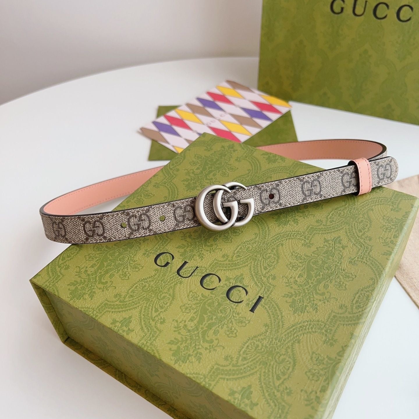 Double-Sided Use Two Tone Color Gucci GG Buckle Genuine Leather Belt   ITEM NO.: HF-BT015