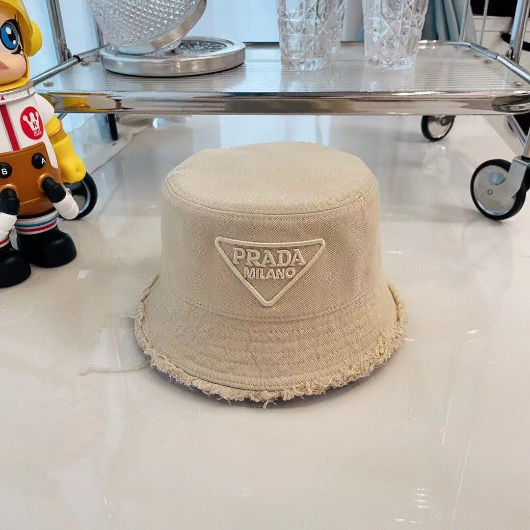 Prada Embroidery Washed Cotton Bucket Hat ITEM NO.: HF-HT042