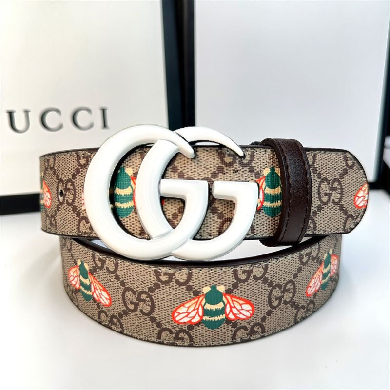 Fashionable Gucci Bee Print GG Buckle Leather Belt   ITEM NO.: HF-BT041