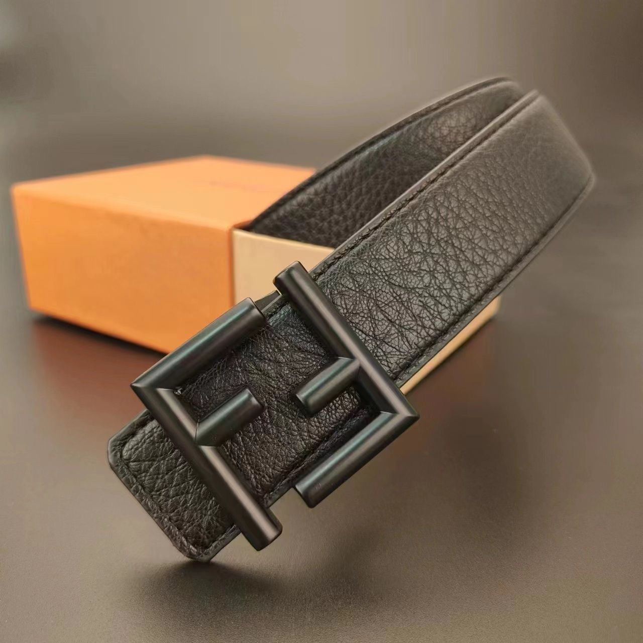 Selected Quality Simple Fendi FF Buckle Leather Belt ITEM NO.: HF-BT031