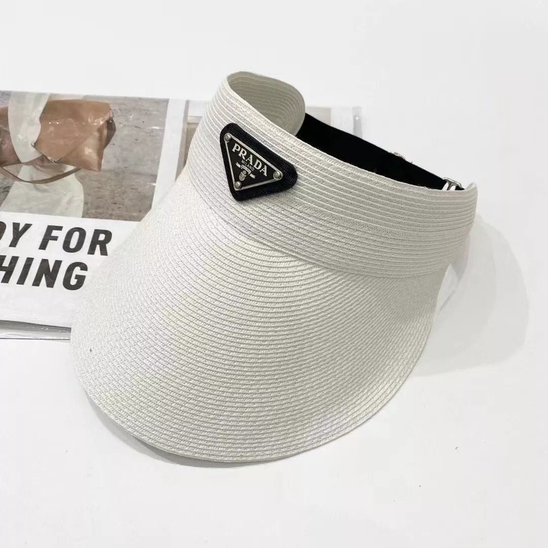 Prada Visor Cap Hollow Straw Hat ITEM NO.: HF-HT008