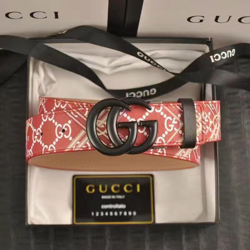 Custom Print Gucci GG Buckle Leather Belt ITEM NO.: HF-BT030