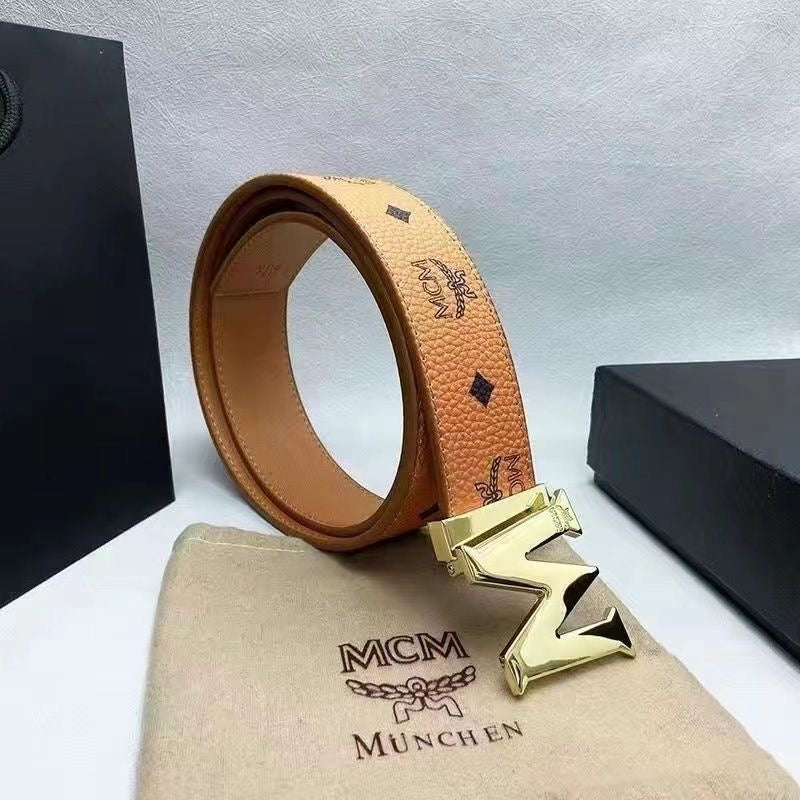 Selected Quality Simple MCM Buckle Leather Belt ITEM NO.: HF-BT032