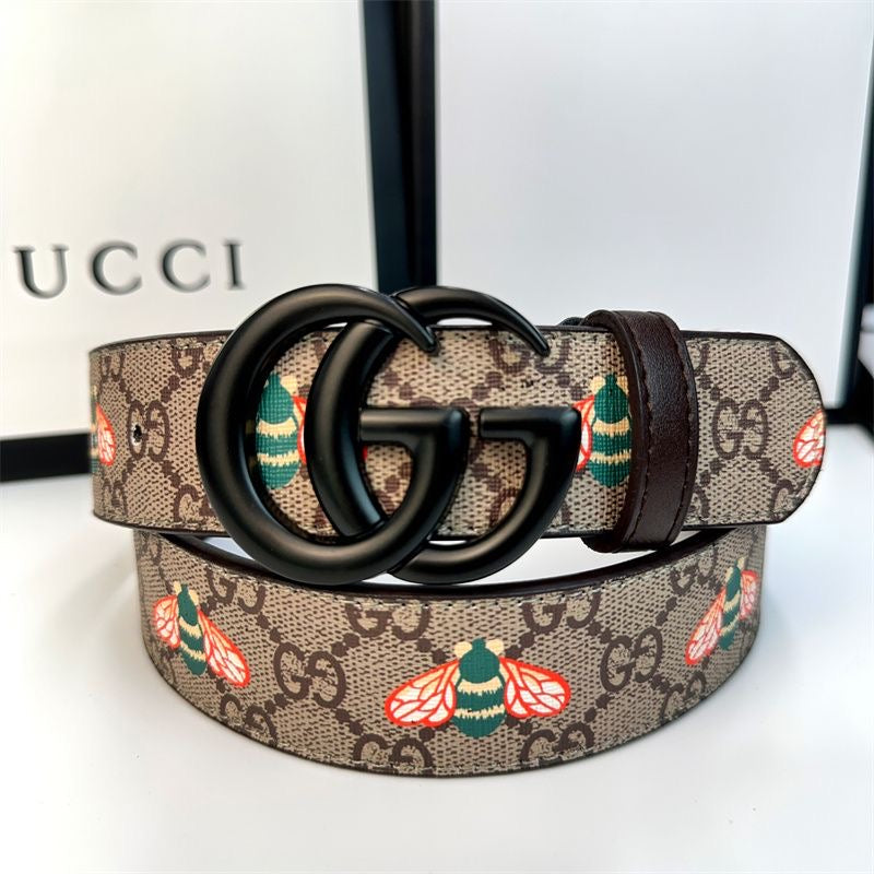 Fashionable Gucci Bee Print GG Buckle Leather Belt   ITEM NO.: HF-BT041