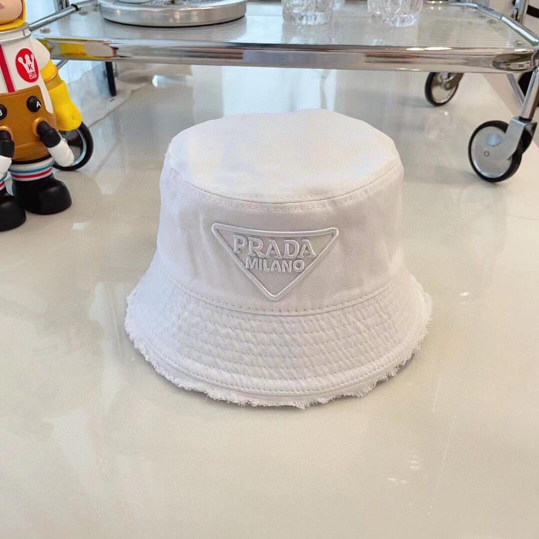 Prada Embroidery Washed Cotton Bucket Hat ITEM NO.: HF-HT042
