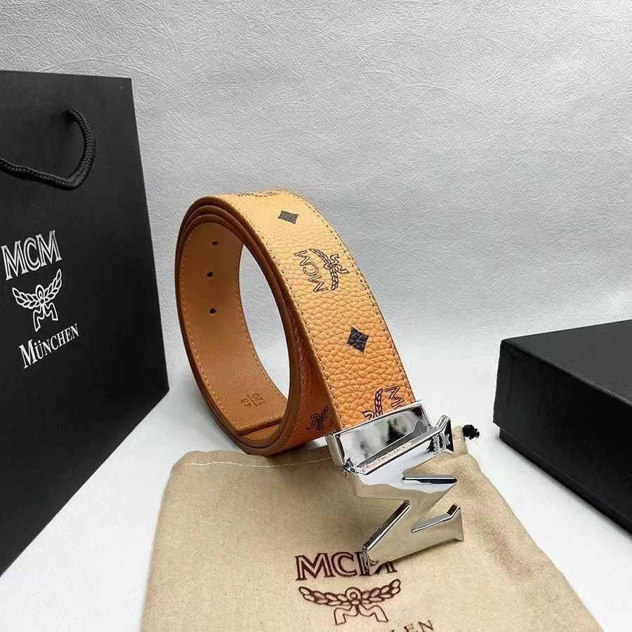 Selected Quality Simple MCM Buckle Leather Belt ITEM NO.: HF-BT032