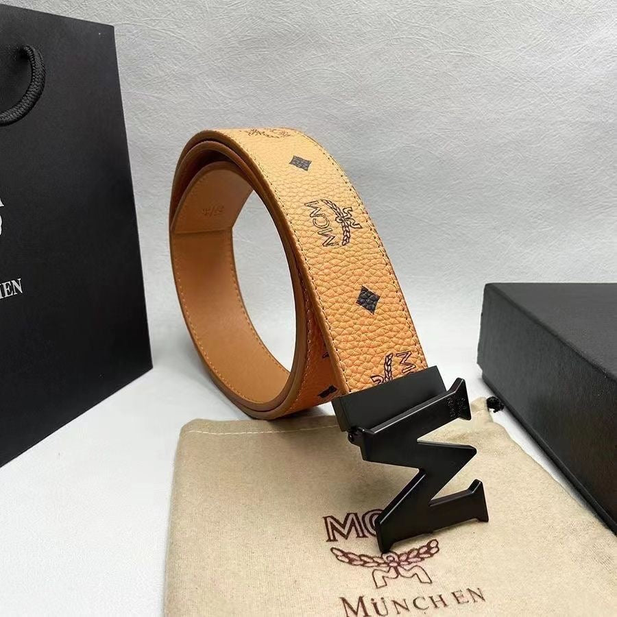 Selected Quality Simple MCM Buckle Leather Belt ITEM NO.: HF-BT032