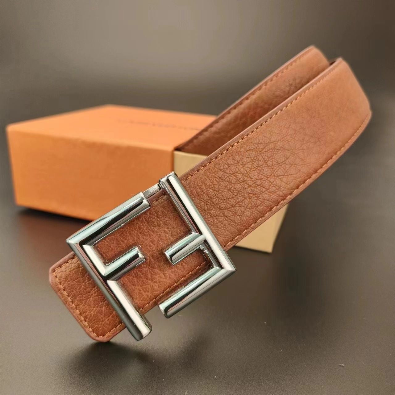 Selected Quality Simple Fendi FF Buckle Leather Belt ITEM NO.: HF-BT031