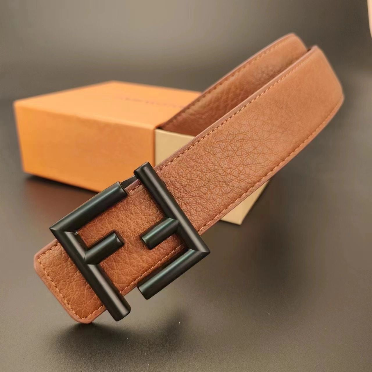 Selected Quality Simple Fendi FF Buckle Leather Belt ITEM NO.: HF-BT031