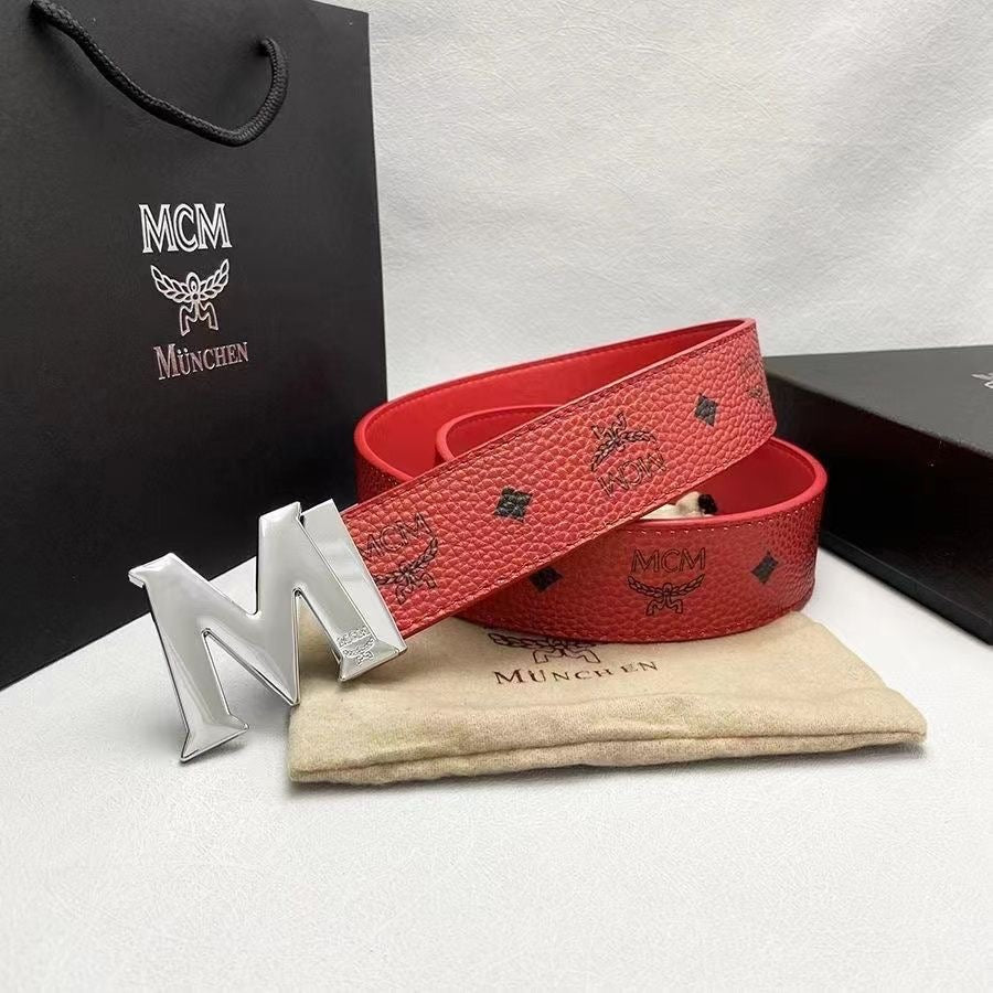 Selected Quality Simple MCM Buckle Leather Belt ITEM NO.: HF-BT032