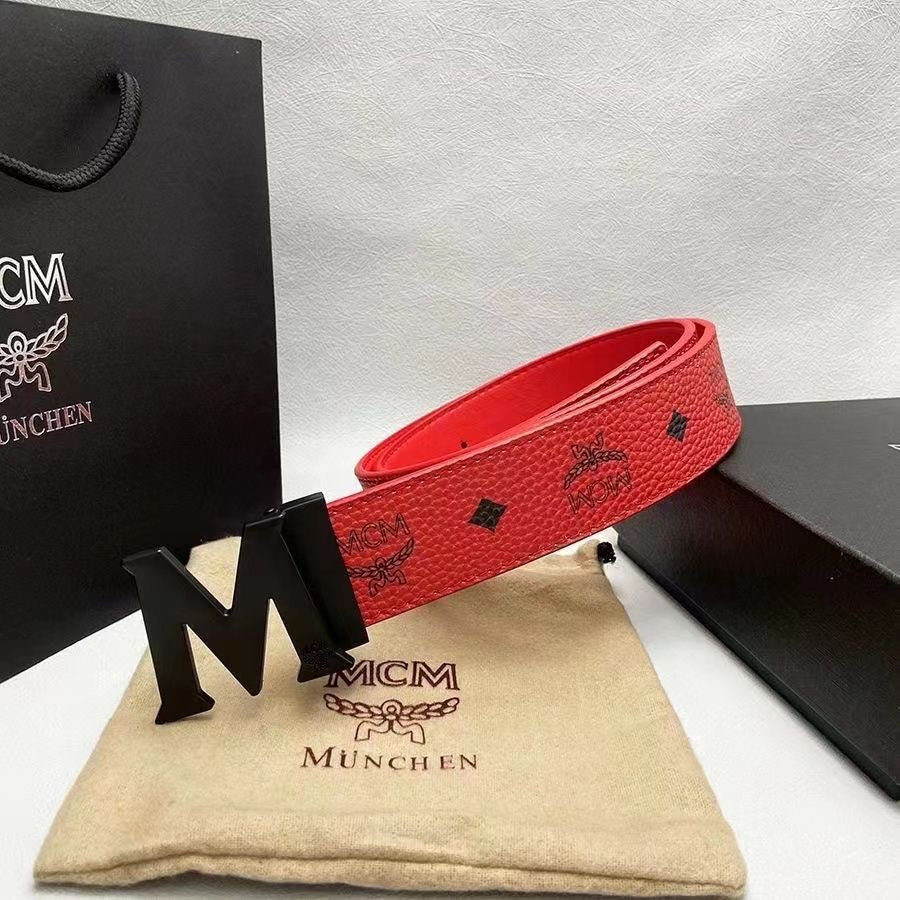 Selected Quality Simple MCM Buckle Leather Belt ITEM NO.: HF-BT032