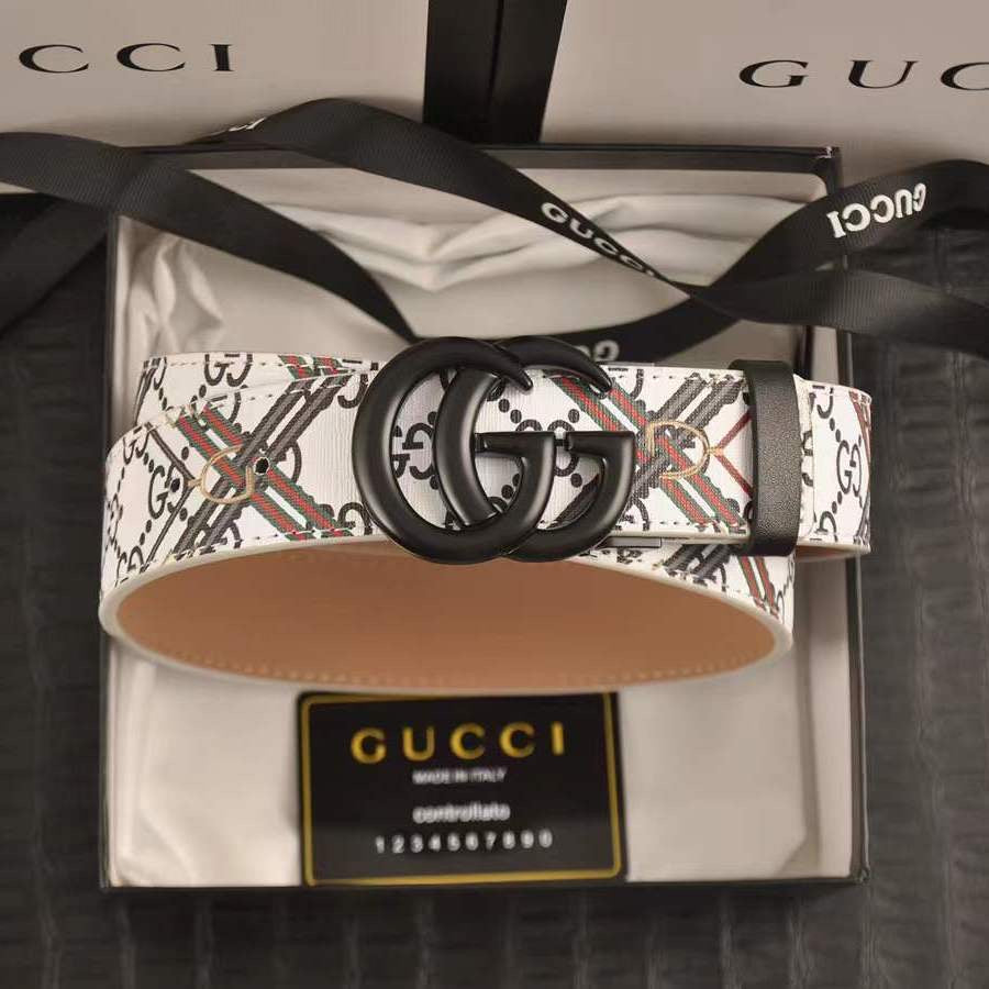 Custom Print Gucci GG Buckle Leather Belt ITEM NO.: HF-BT030