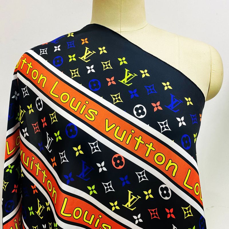Custom LV design print silk feeling functional neck scarf head scarf sleeping hair wrapping scarf decorative scarf etc ITEM NO.: HF-SF007