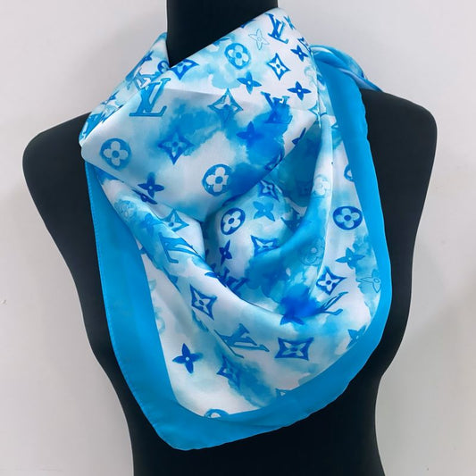 Custom LV design print silk feeling functional neck scarf head scarf sleeping hair wrapping scarf decorative scarf etc ITEM NO.: HF-SF008