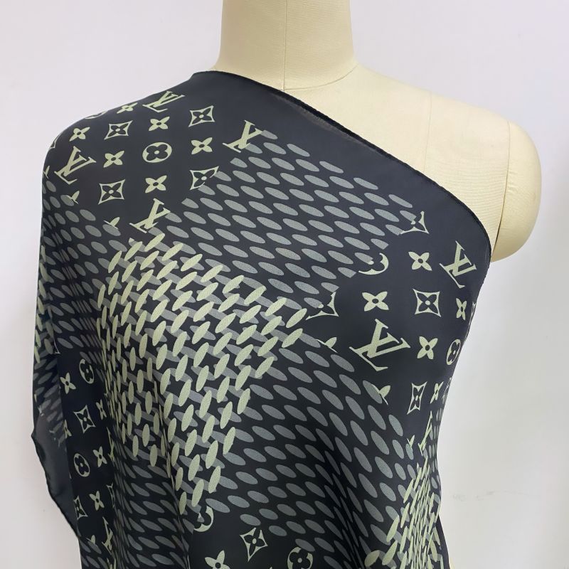 Custom LV design print silk feeling functional neck scarf head scarf sleeping hair wrapping scarf decorative scarf etc ITEM NO.: HF-SF009