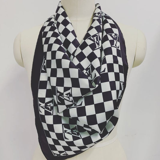 Custom LV design print silk feeling functional neck scarf head scarf sleeping hair wrapping scarf decorative scarf etc ITEM NO.: HF-SF010