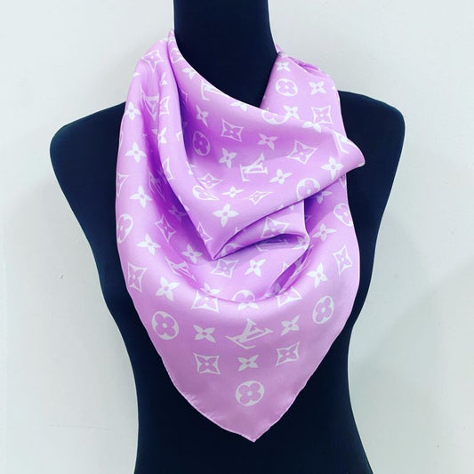 Custom LV design print silk feeling functional neck scarf head scarf sleeping hair wrapping scarf decorative scarf etc ITEM NO.: HF-SF014