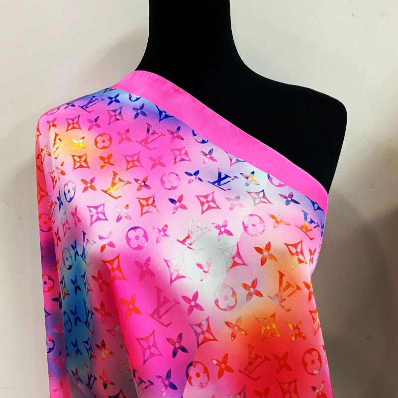 Custom LV design print silk feeling functional neck scarf head scarf sleeping hair wrapping scarf decorative scarf etc ITEM NO.: HF-SF022