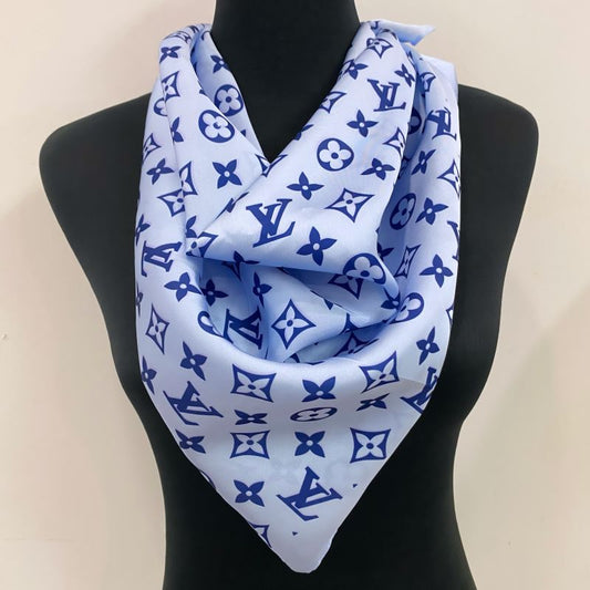 Custom LV design print silk feeling functional neck scarf head scarf sleeping hair wrapping scarf decorative scarf etc ITEM NO.: HF-SF026