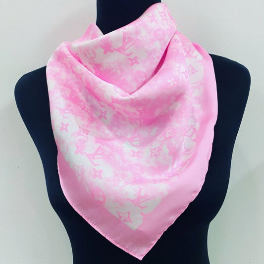 Custom LV design print silk feeling functional neck scarf head scarf sleeping hair wrapping scarf decorative scarf etc ITEM NO.: HF-SF027