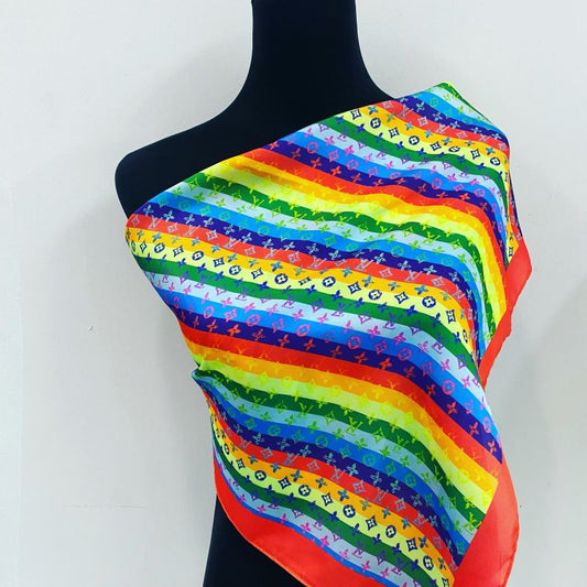 Custom LV design print silk feeling functional neck scarf head scarf sleeping hair wrapping scarf decorative scarf etc ITEM NO.: HF-SF028