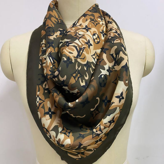 Custom LV design print silk feeling functional neck scarf head scarf sleeping hair wrapping scarf decorative scarf etc ITEM NO.: HF-SF029