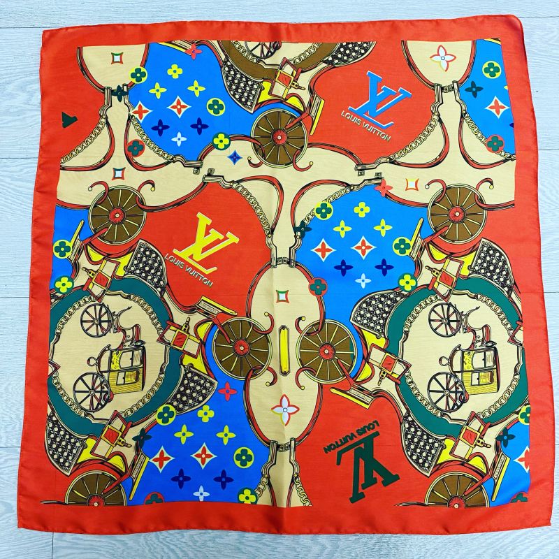 Custom LV design print silk feeling functional neck scarf head scarf sleeping hair wrapping scarf decorative scarf etc ITEM NO.: HF-SF037
