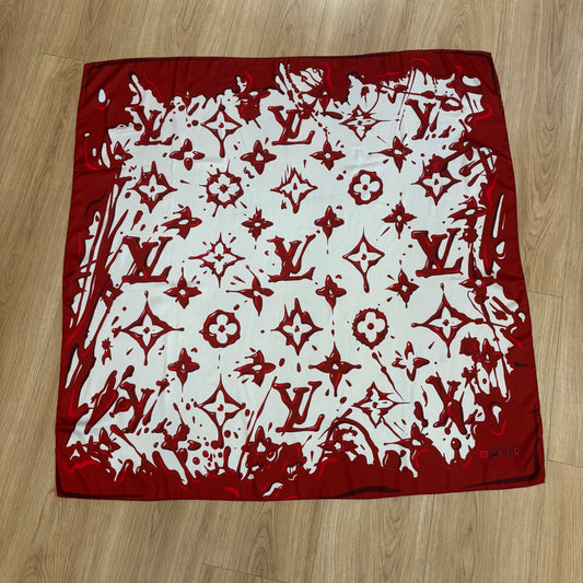 Custom LV printed silky functional scarf in collaborative design by talented designer ITEM NO.: HF-SF062