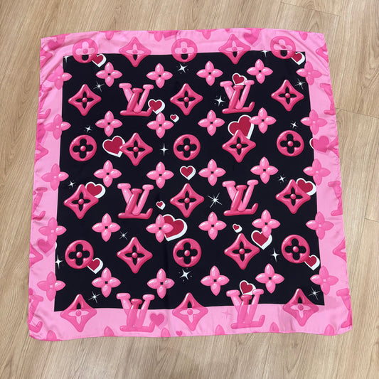 Custom LV printed silky functional scarf in collaborative design by talented designer ITEM NO.: HF-SF065