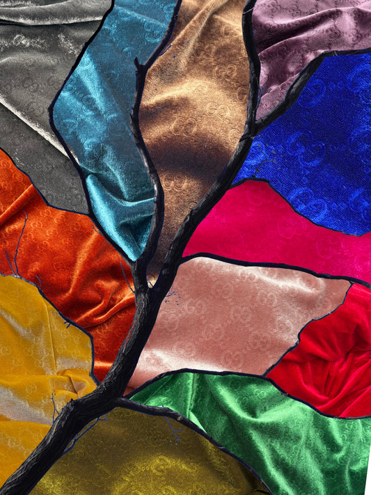Mutiple Colors Designer Gucci Logo Embossed Luxury Shinning Velvet Fabrics NO.: GG-F045