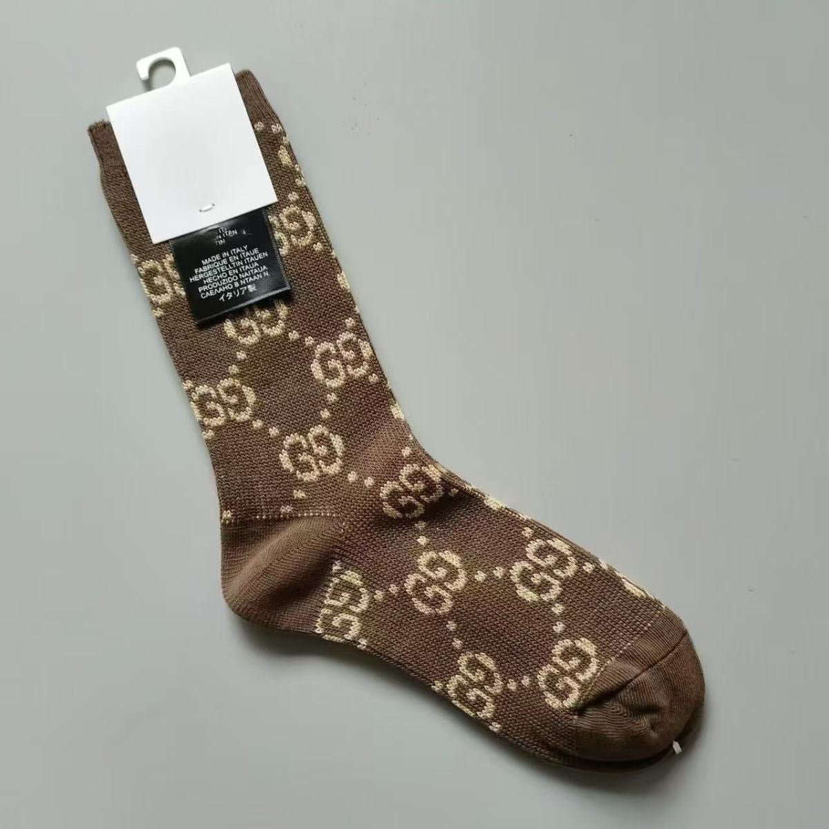 GG Letter Metallic Yarn Mid-Calf Slouch Socks Item NO.:HF-SK010