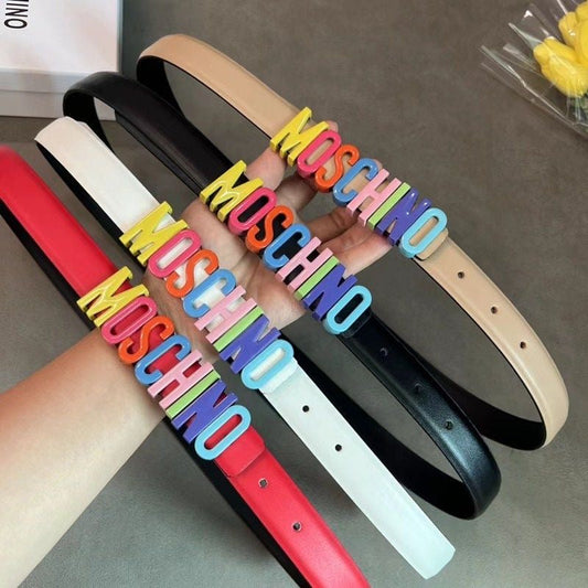 Selected Quality Simple Moschino Buckle Leather Belt ITEM NO.: HF-BT034