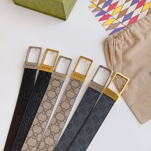 Gucci GG Monogram Leather Square Buckle Belt   ITEM NO.: HF-BT017