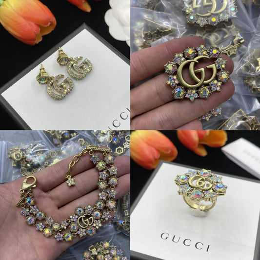 Gucci GG Vintage Rainbow Diamond 4-Piece Set Jewellery   ITEM NO.: HF-JL017