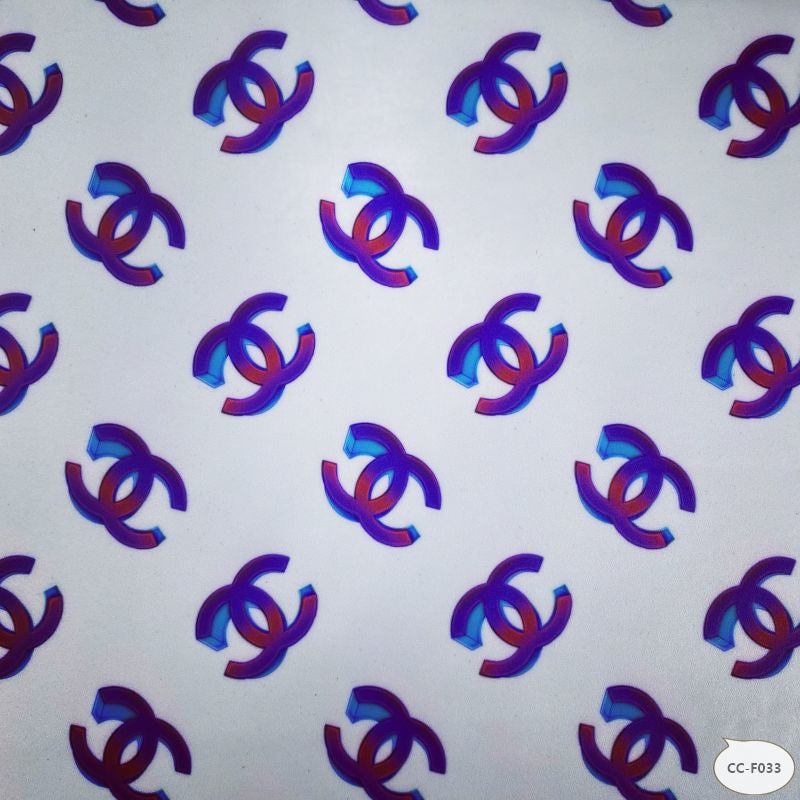 Designer inspired Chanel Pattern digital printed four way spandex fabrics