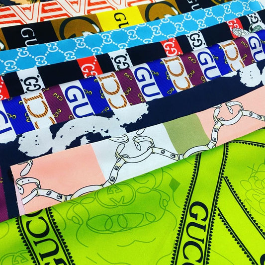 Designer inspired Gucci Pattern digital printed silky satin fabrics