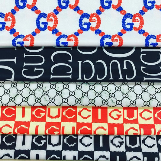 Designer inspired Gucci Pattern digital printed four way spandex fabrics